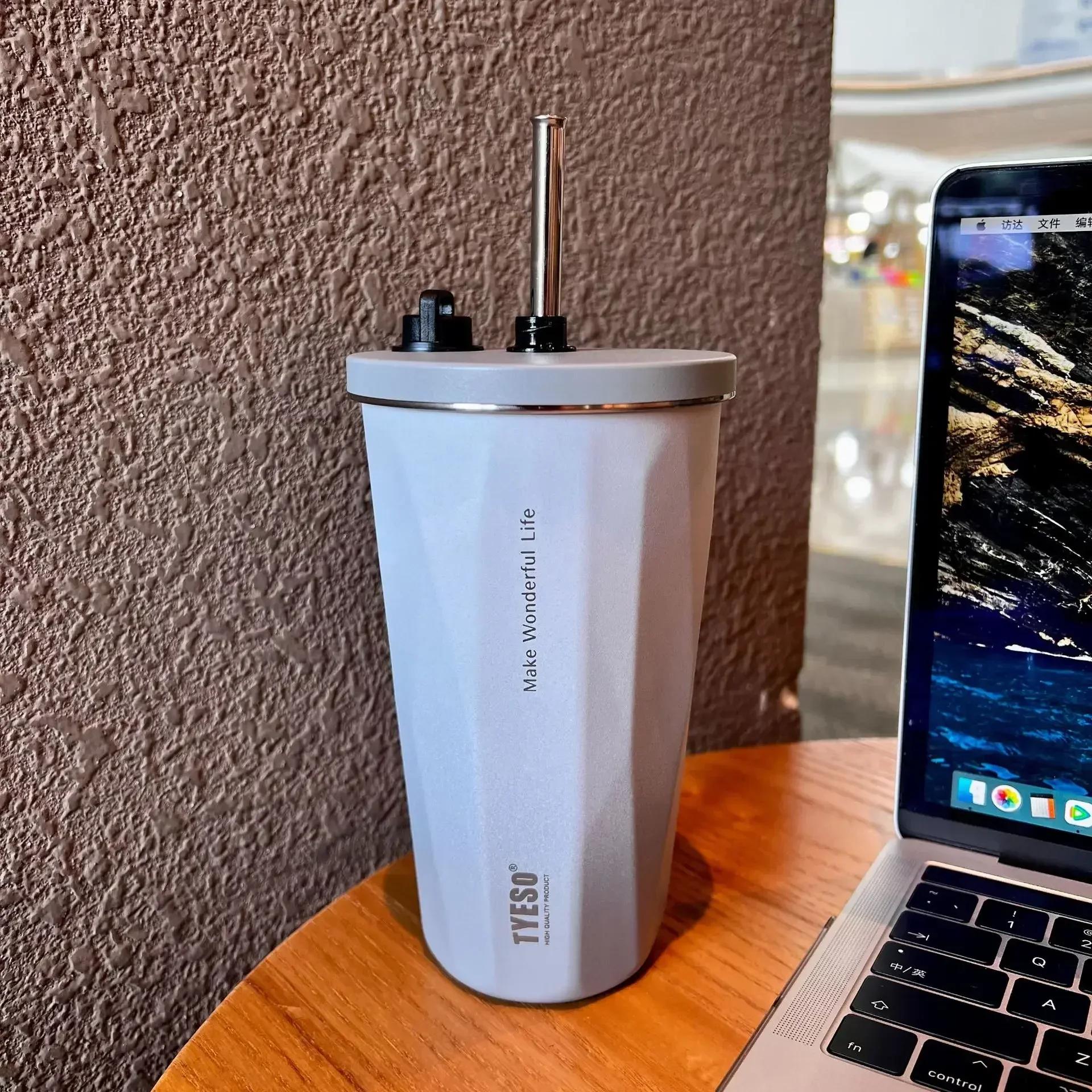 

Бутылка с вакуумной изоляцией 600 мл, меняющая цвет кофейная чашка с трубочкой, термос, кружка, герметичный термос, дорожная термокружка 600ml