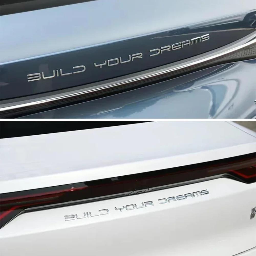 3D Metallo Costruisci i Tuoi Sogni Lettera PAROLA Logo Emblema Distintivo Targa Decalcomania Adesivo per BYD Han Song Tang Qin PLUS Atto 3