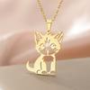 Cazador Cute Little Wild Cat Kitten Pendant Necklace for Women Stainless Steel Jewelry Necklaces Birthday Valentine Gift