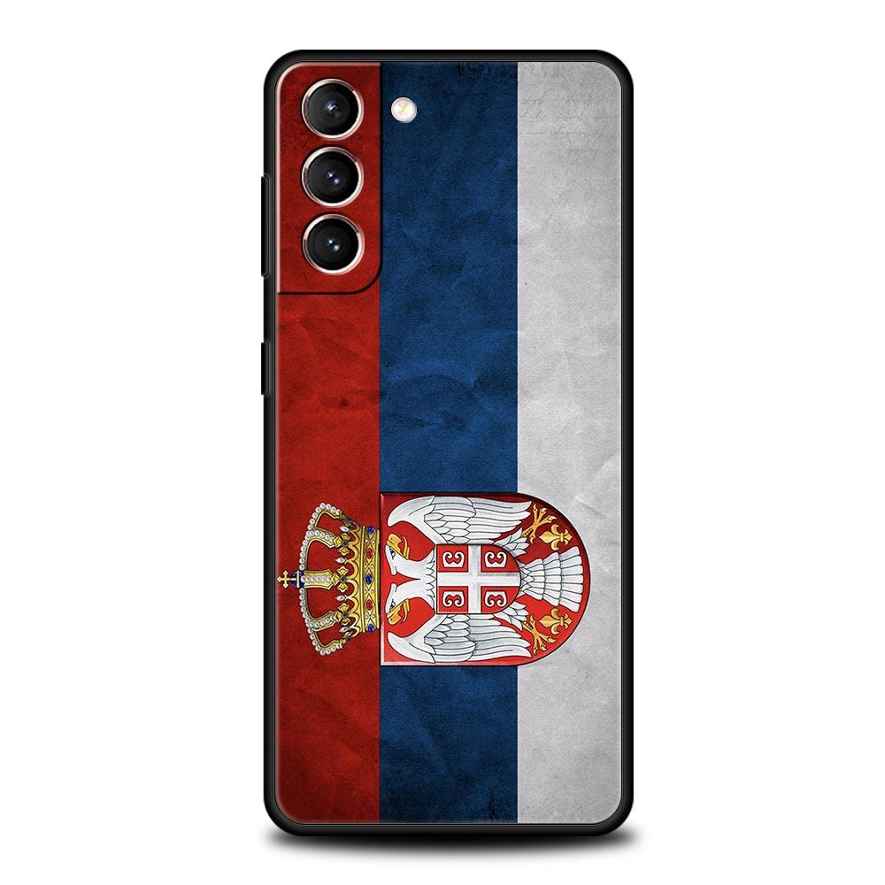 Serbien Flagge Abzeichen Handyhülle Für Samsung Galaxy S25 Edge S24 S23 S22 S21 Ultra S20 FE 5G S10 S10E S9 Plus Weiche TPU Hülle