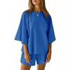 2025 Summer Women's 2-Piece Set: Seven-Sleeve Top & Elastic Waist Shorts