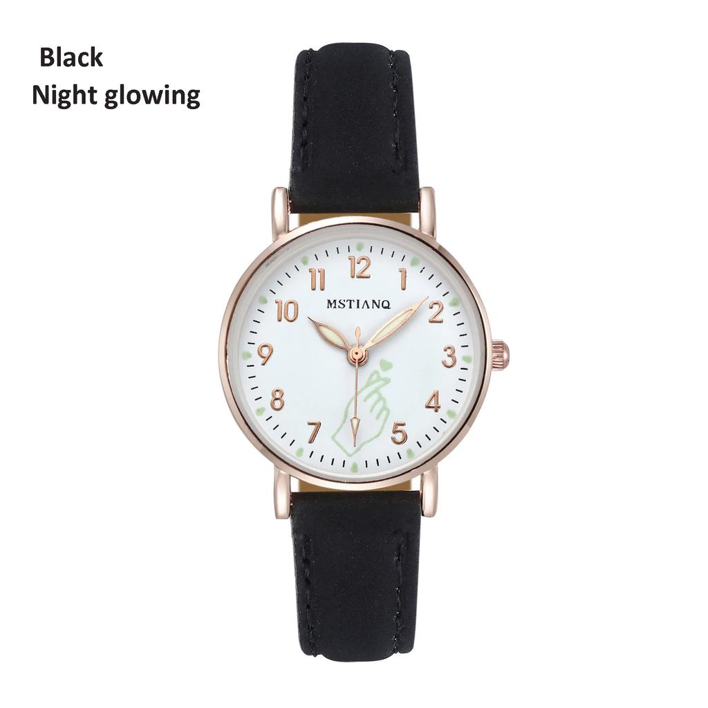 Orologio Luminoso Notturno Glow Pelle Donna Carino Semplice Quadrante Piccolo Orologio al Quarzo da Polso per Ragazze
