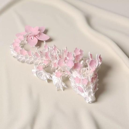 Cherry Blossom Dragon Fidget Toy 3D Printed Flower Dragon Figurine with Movable Joints Stress Relief Desktop Decoration Ornament
