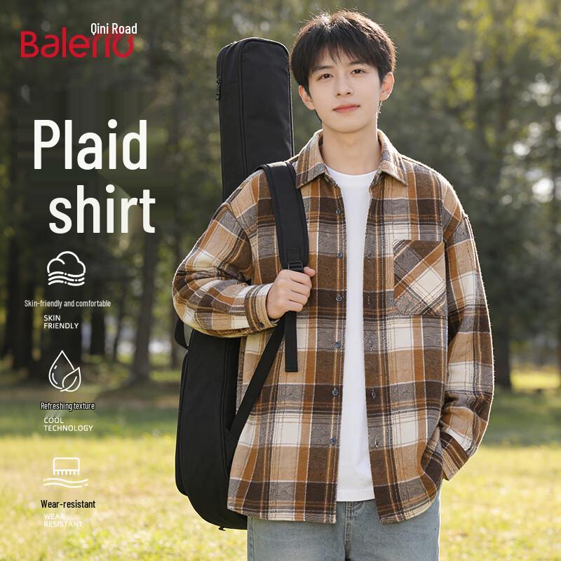 Мужская ретро-рубашка в клетку с длинным рукавом Baleno XL