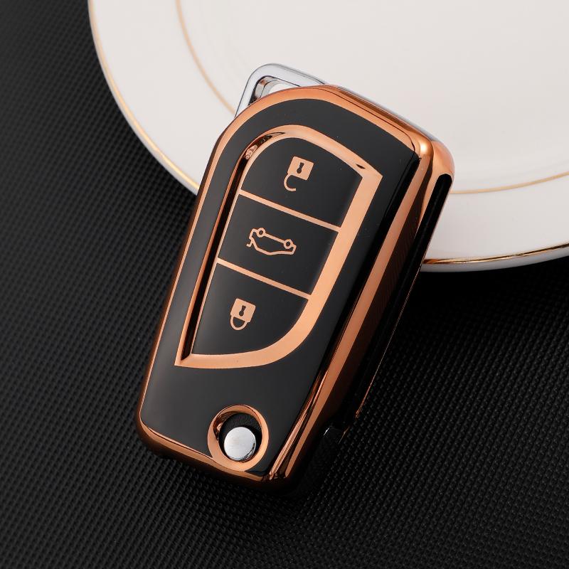 Shell Fob Holder For Toyota Auris Corolla Avensis Verso Yaris Aygo Scion Tc Im Camry Rav4 4Buttons Tpu Key Case Cover Keychain