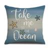 Summer Ocean Shell Starfish Pillow Case Line Print Home Sofa Pillow Case