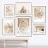 Arabische Moscheetür, muslimische islamische Poster und Drucke, beige Schilfrohr-Blumen-Leinwand-Kunstgemälde, Bilder für Schlafzimmer-Wanddekoration