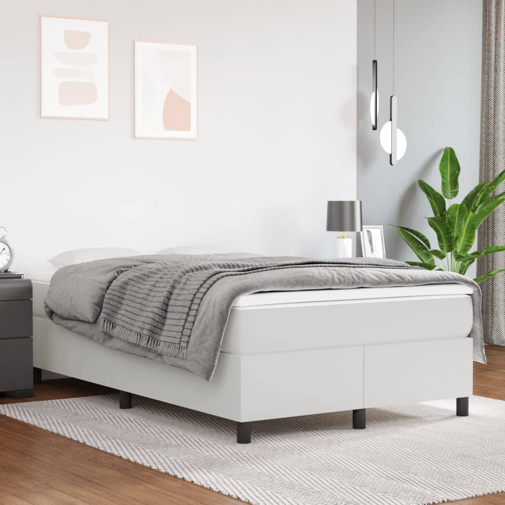 Box Spring Bed Frame White 120 x 200 cm Faux Leather