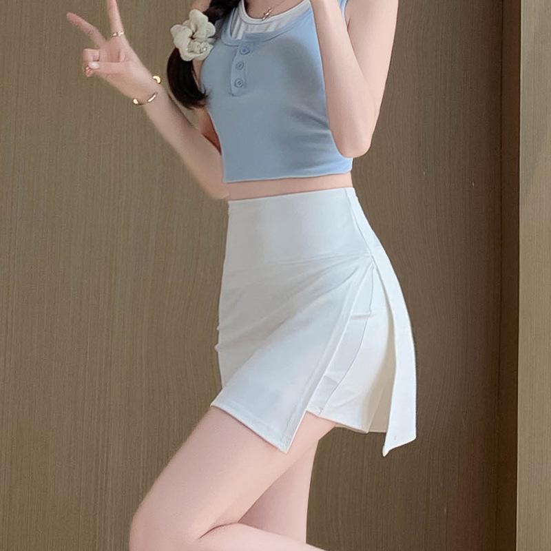 

Women s 2024 High Waist A-line Bodycon Casual Midi Skirt M (45-52.5 kg) белый