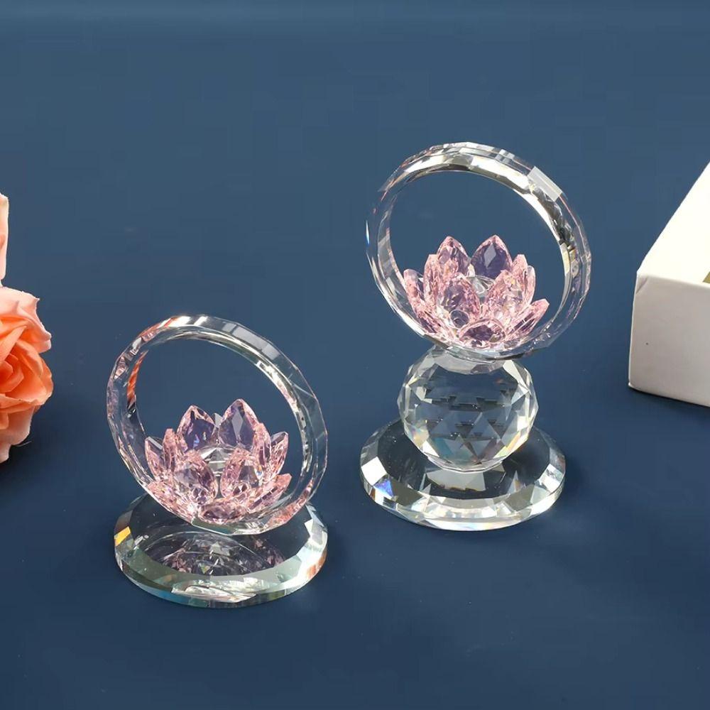 Reflection Effect Lotus Flower Figurine Stable Base Clear Lotus Flower Collectible  Home Decor