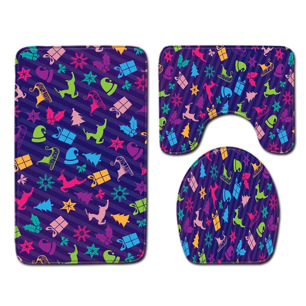 Christmas Bathroom Floor Mat Toilet Three-Piece Set