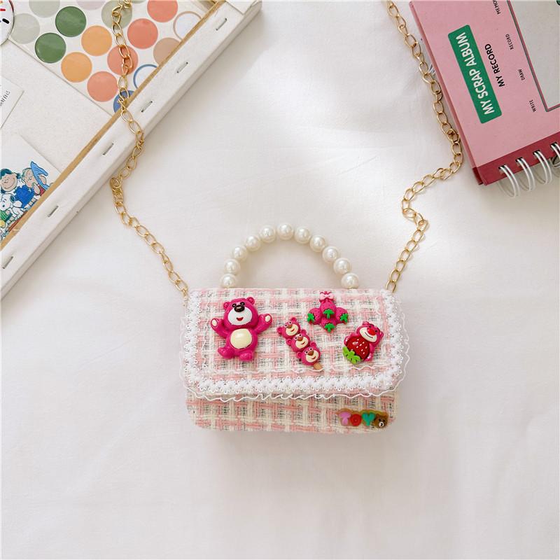 Lotso Bead Creative Handbag Cotton Linen Shoulder Bag With Animal Girls For