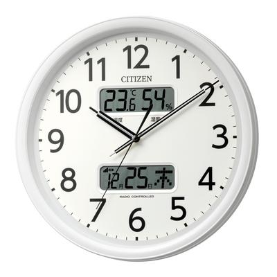 RHYTHM Citizen Wall Calendar LCD Silent Continuous Second X CITIZEN Clock, Radio-Controlled, Analog, Temperature, Humidity, (Digital Display), Hand,