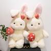 Plush Mushroom Rabbit Toy Embroidered Animal Cushion For Girls Gift Celebration