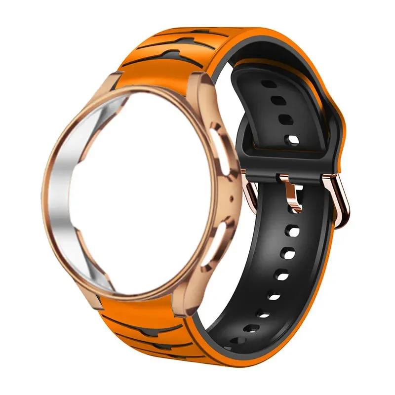 No Gaps Band For Samsung Galaxy Watch 6 classic 43 47mm/4/5/6 44mm 40mm Silicone correa Bracelet Galaxy 5 Pro 45mm Strap+Case