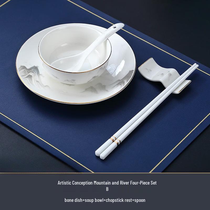 Chinese Gold Rim Bone China Tableware Set
