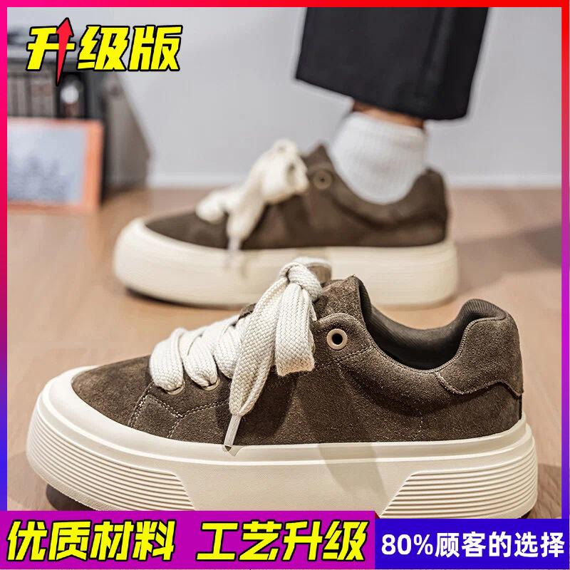 

Men s 2026 autumn low top shoes student sports and leisure shoes thick soled height increasing skateboard shoes 39 коричневый