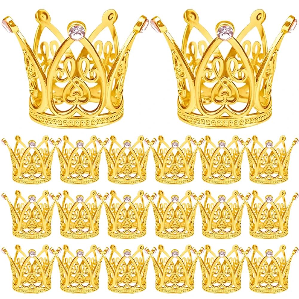 30/1Pcs Mini Pearl Crown Cake Decoration Gold Silver Cupcake Topper For Flower Arrangements Baby Shower Wedding Party Decoration