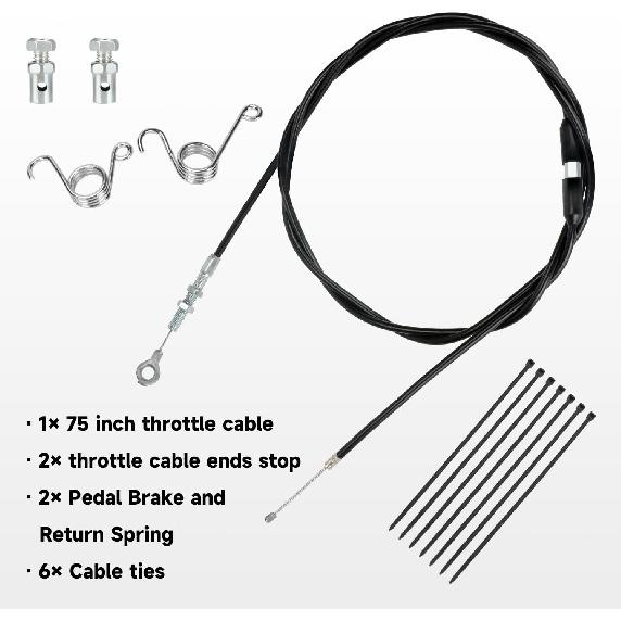 HIAORS 75 Inch Go Kart Throttle Cable Kit Compatible With Predator 212Cc 196Cc VM22 VM24 GX160 GX200 6.5Hp 5.5Hp Engine Manco ASW American Sportworks