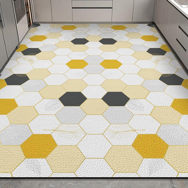 Kitchen Carpet Anti-slip Oil-proof Pvc Leather Floor Mat Wash-free Wipeable Waterproof Rug Dirt-resistant Large Area Foot Mats