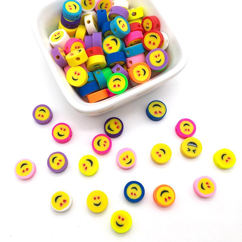 Diy Soft Pottery Bead Separation Mixed Color Fruit Cartoon English Letters Perforated Loose Beads, Sliced Bracelet Material