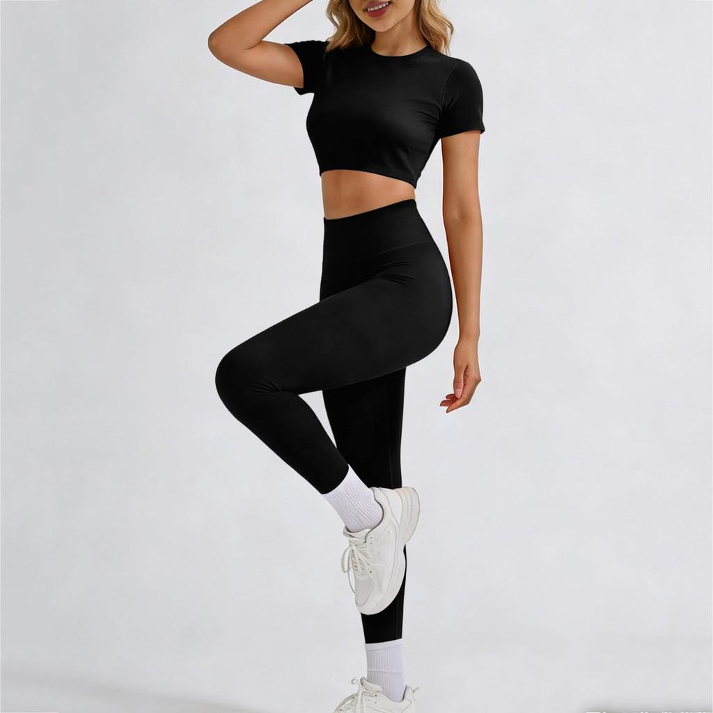 Women's Casual High-Waisted, Butt-Lifting, Skinny Yoga Pants And Outdoor Sports Long Pants Set