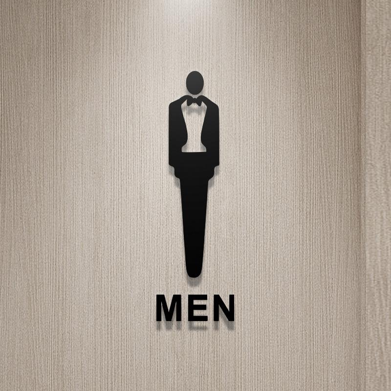 Shopping Malls Office Toilet Sign Plate Acrylic 3D Wash Room Door Wall Label Sticker WC Signage Board Art Hotel Home Decor