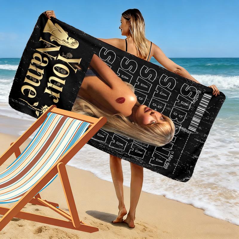Name Custom Sabrina Carpenter Print Beach Towel, Large Soft Quick Dry Towel for Beach Camping Swimming