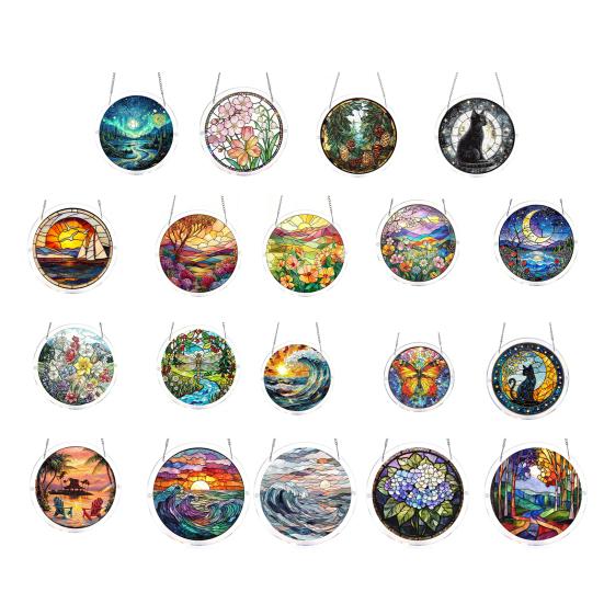 Acrylic Jigsaw Puzzle Suncatcher Large Colorful DIY Sun Catcher Kit for Adults Stained Glass Style Window Hanging Ornament for Home Garden Decor