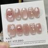 10Pcs Cute Christmas Snowflake Deer Cat Eye Short Press On Nails Handmade Detachable Fake Nail Patches For Women
