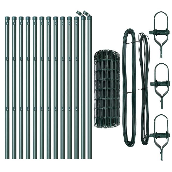 VidaXL Clôture Euro avec 13 poteaux 0,8x25 m en acier galvanisé vert 3350318