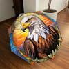 1PC Eagle Stained Artwork Automatic 8-Bone Folding Umbrella - Durable Polyester & Iron Frame,Userfriendly Operation Y250929114