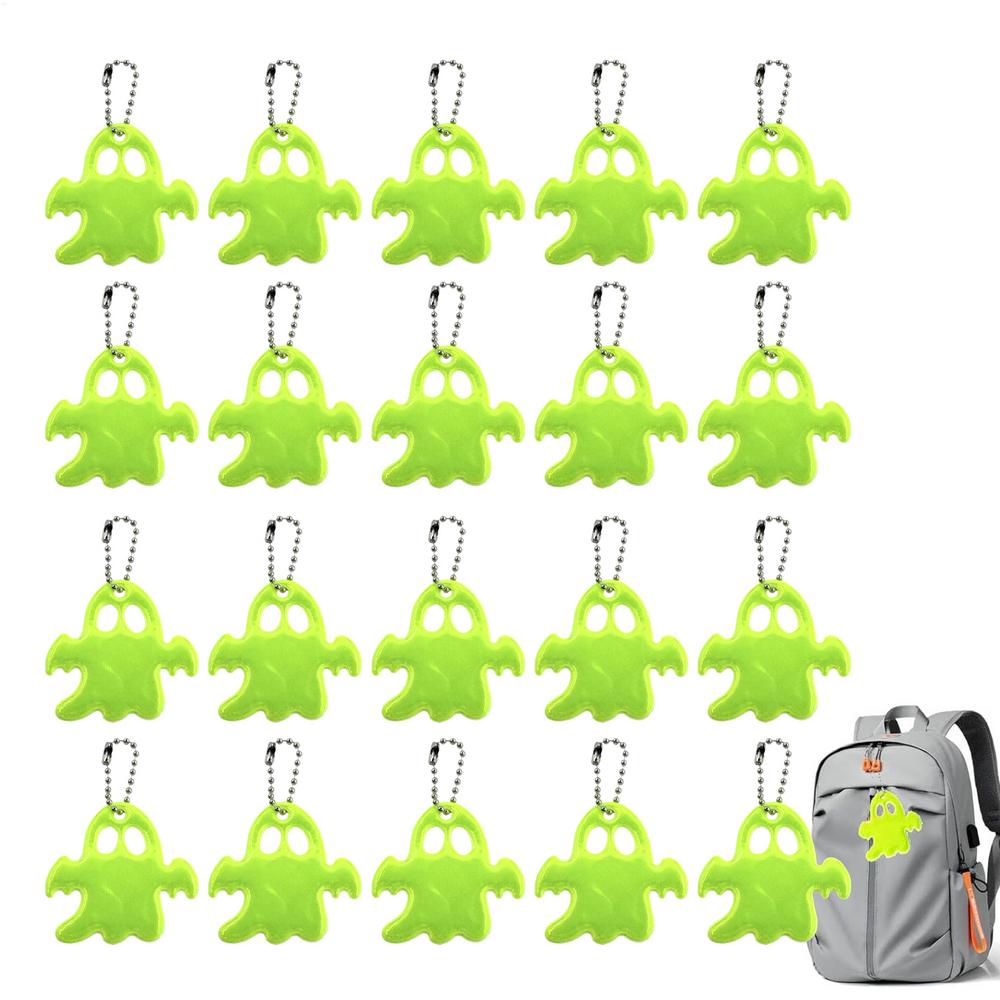 20pcs Reflective Backpack Pendant Ghost Pendants Safety Reflector Pendant Lightweight Bag Ornament Safety Key Chain