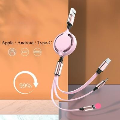 1PC Macaron Three-in-one Fast Charging Data Cable, Retractable Year of the Snake Gift Custom Pattern Car One-to-three Fast Charging Wire