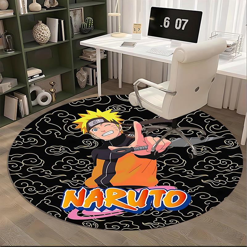 Naruto Character Print Chair mat Round Rug-Office carpet, Machine Washable, Non-slip, Suitable for Living Rooms, Bedrooms
