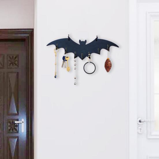 Storage Hook Halloween Wall Decor Strong Load-bearing Easy To Install Wall Mount Bat Shaped Jewelry Hanger Hook Party Ornament
