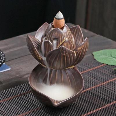 2024 New Antique Lotus Backflow Incense Burner Ceramic Aromatherapy Waterfall Incense Burner Creative Ceramic Ornaments