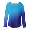 Women's Fashionable Waist Square Neck Long Sleeve Gradient Print T-Shirt Top