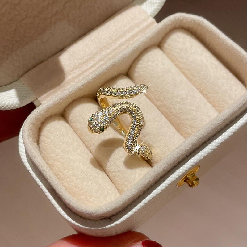 

Snake Animal Design Cz Zircon Jewelry Ring For Women Fall 2024 Fashion Accessory GoldRing