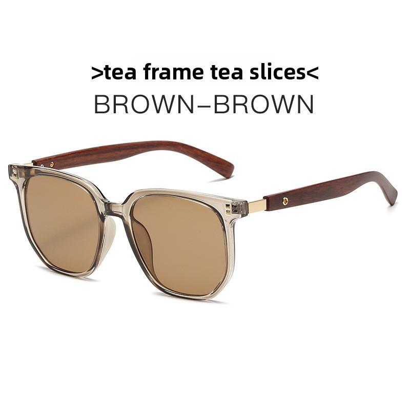 

Retro Wooden Frame Square Sunglasses With Uv400 Protection For Outdoor Sports And Fashion Clear Tea Brown