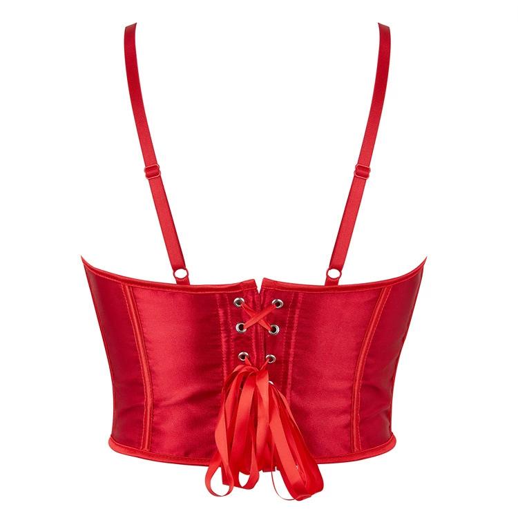 JYL TS Red Steel Ring Cup Hanging Strap Women's Bra Top
