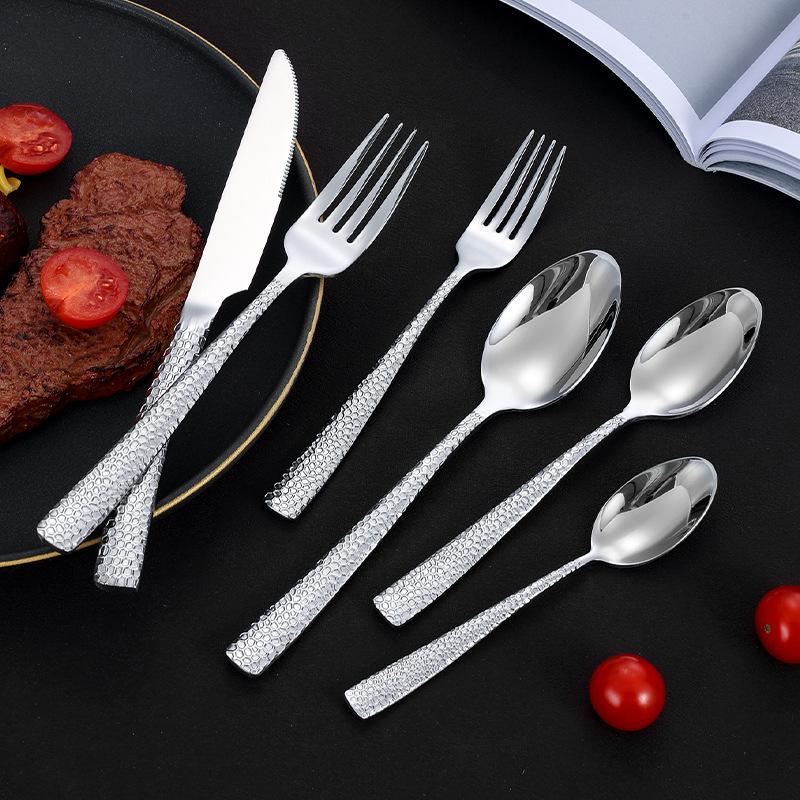 Crack Hammer Knife Fork Spoon 430 Stainless Steel Water Cube Western Tableware Steak Knife Fork Spoon