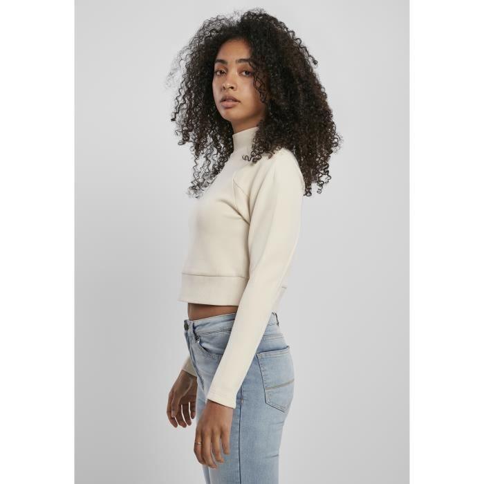 Pulover Damă - Urban Classics - Interlock Short Crew - Alb Murdar - Guler Rotund - Adult