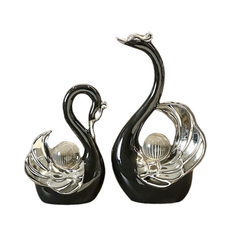 Moderne Zuhause Keramik Schwan Kristallkugel Figur für Wohnzimmer oder Weinschrank Dekoration