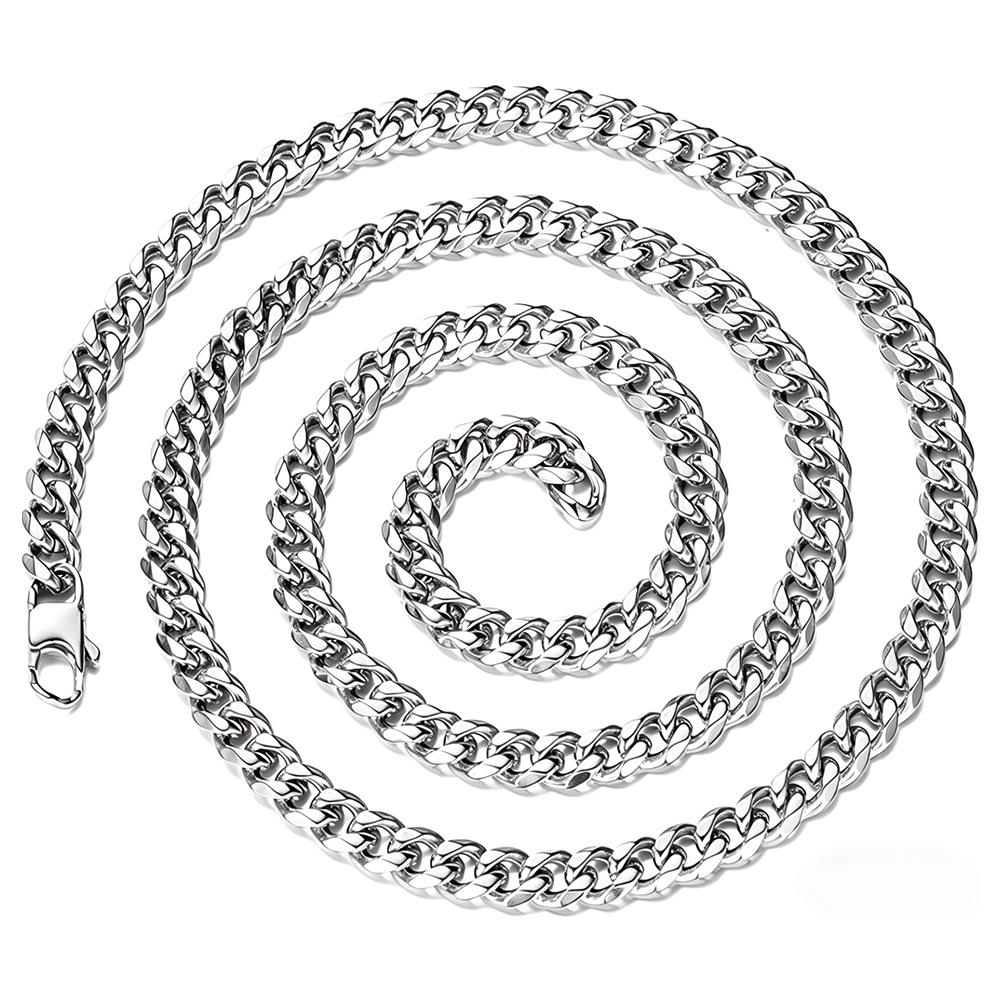 Titanium Steel Gold Cuban Link Necklace & Bracelet Set: No Fading, Stainless Steel, Hip Hop Trendy Accessories.