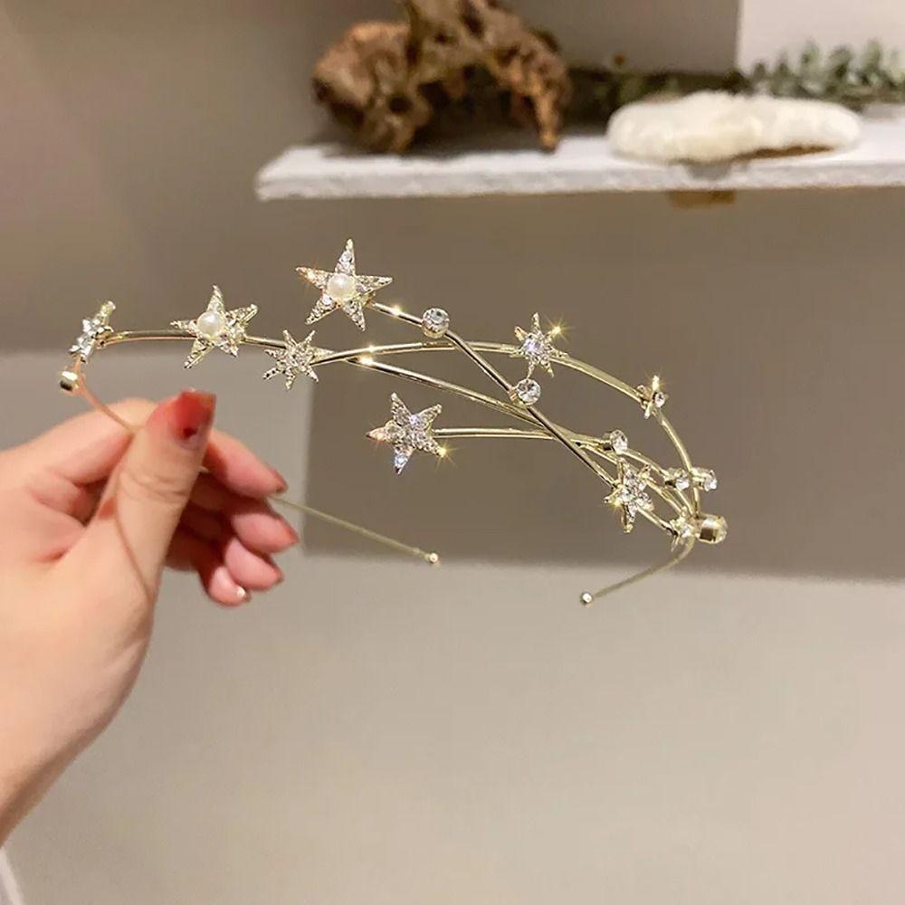 1Pcs Multilayer Pearl Butterfly Women Hairband Metal Hollow Hair Hoop Hair Accessories