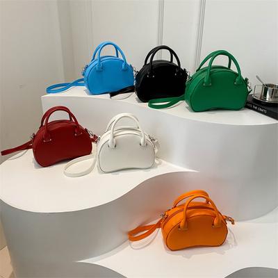 Korean Version of Hand-held Bowling Bag for Women New Fashion Small Square Bag Candy Color Fashionable One-shoulder Crossbody Bag Trendy