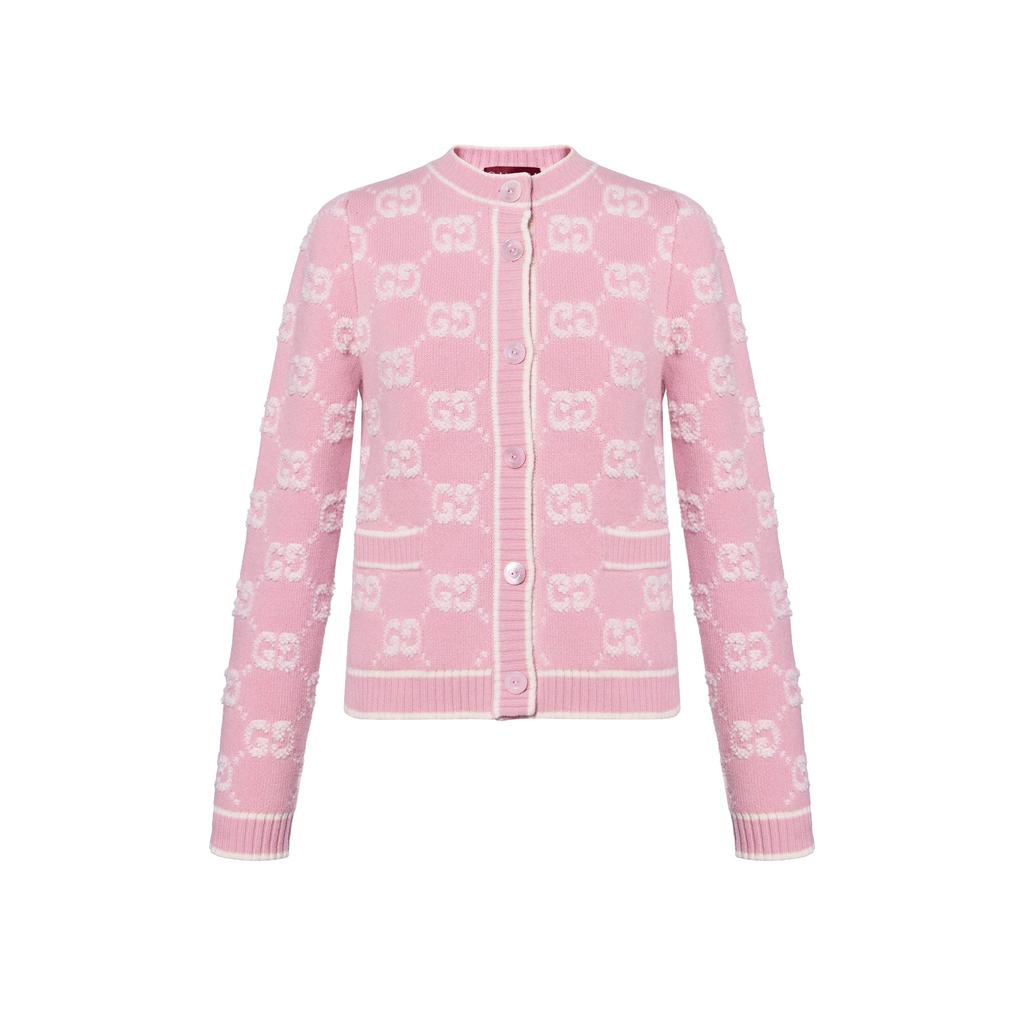 GUCCI Logo Intarsia Button Up Cardigan 713300-XKELE-6011