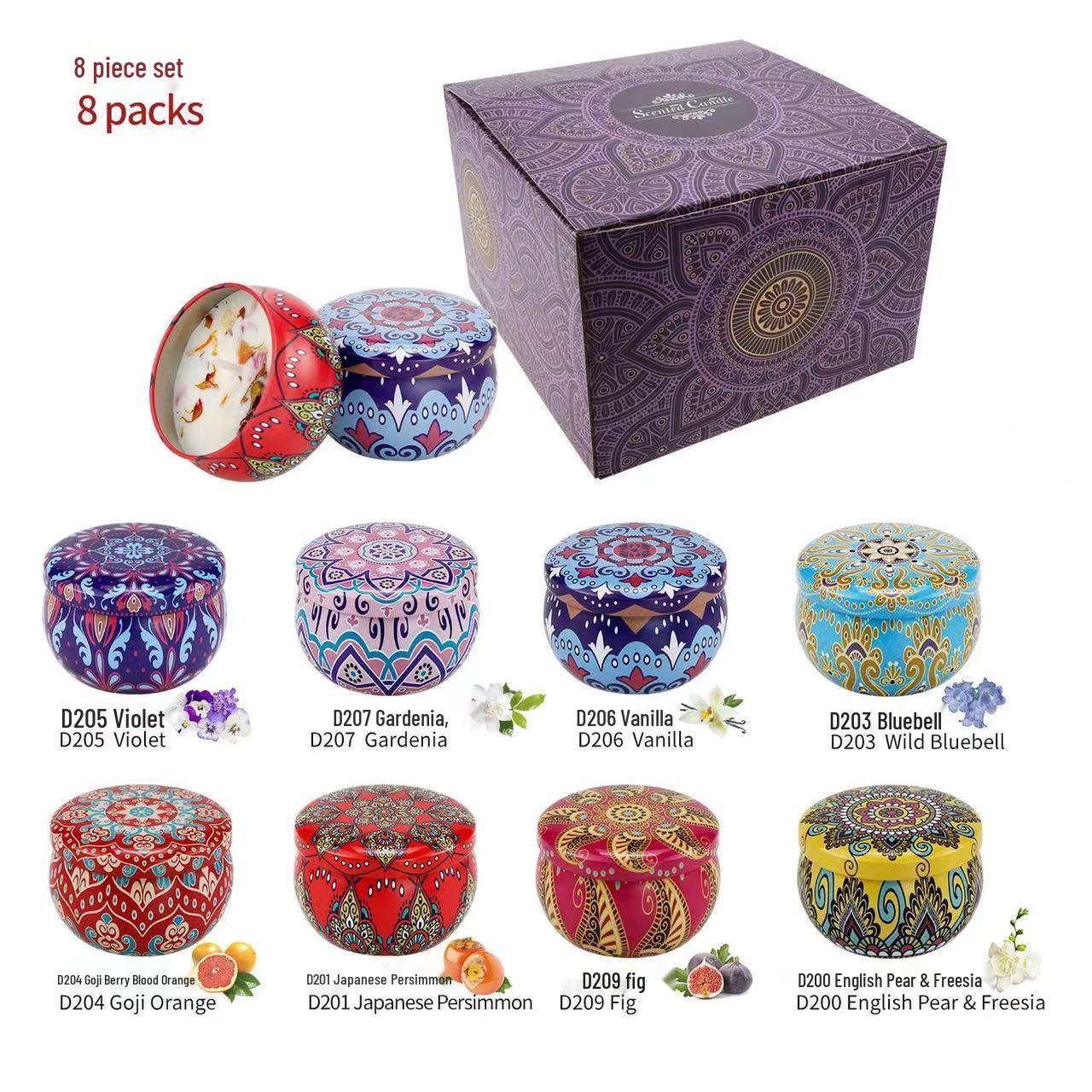 8-Piece Handmade Soy Wax Scented Candles with Dried Flowers - Romantic Aroma Party Favors