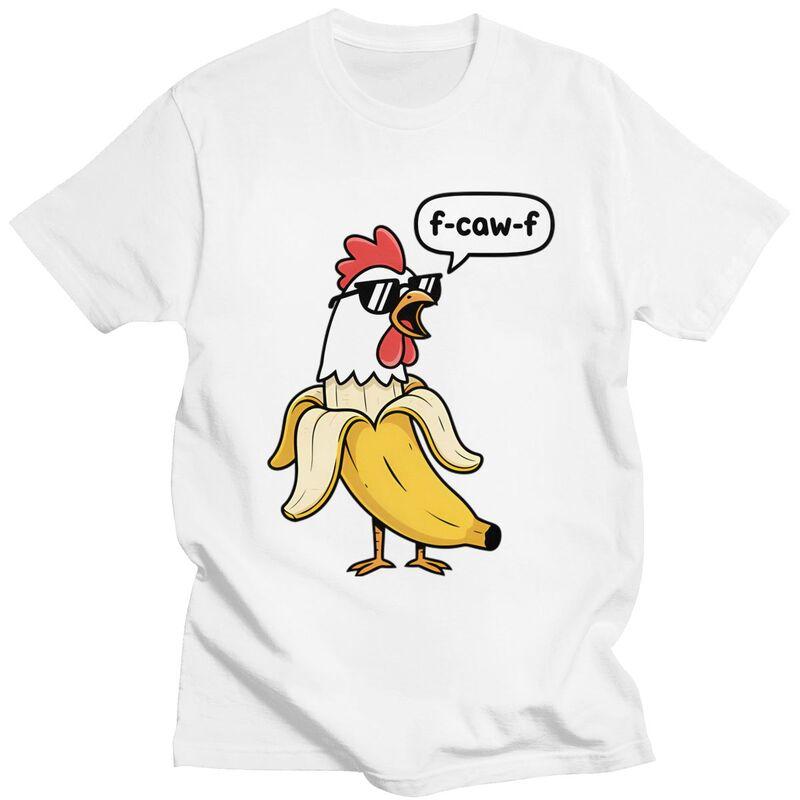 Funny FCawF Chicken Banana Mashup Fcawf T Shirt for Men Short Sleeves Graphic Tee Shirt Streetwear Summer Pure Cotton Tee Tops
